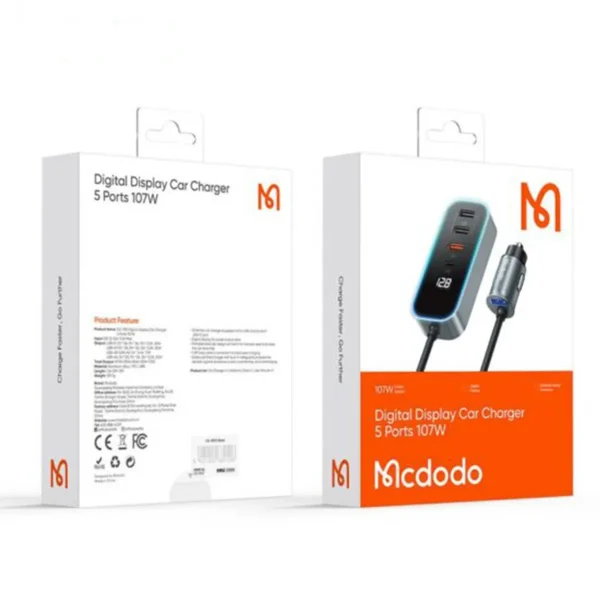 شارژر فندکی 5 پورت 107 وات مکدودو مدل MCDODO CC-1900 - تصویر 2